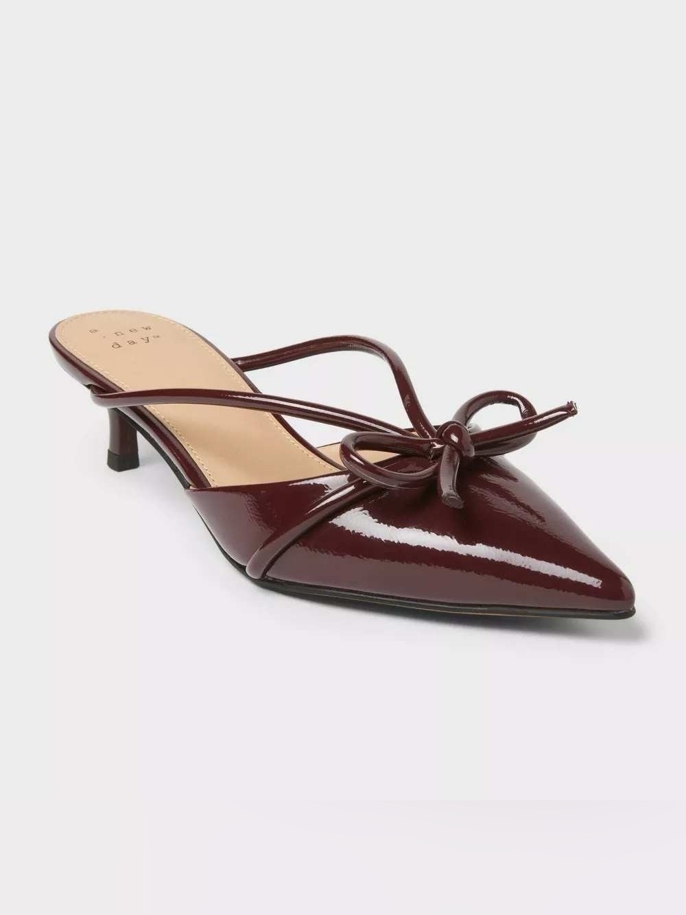 A New Day - Odelia Pointed Toe Kitten Heels, Patent Burgundy Sz 6.5 NWT